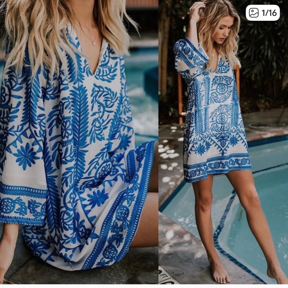 NWOT- VICI Beulah Lauderdale White Embroidered Mini Dress. Sz S/M